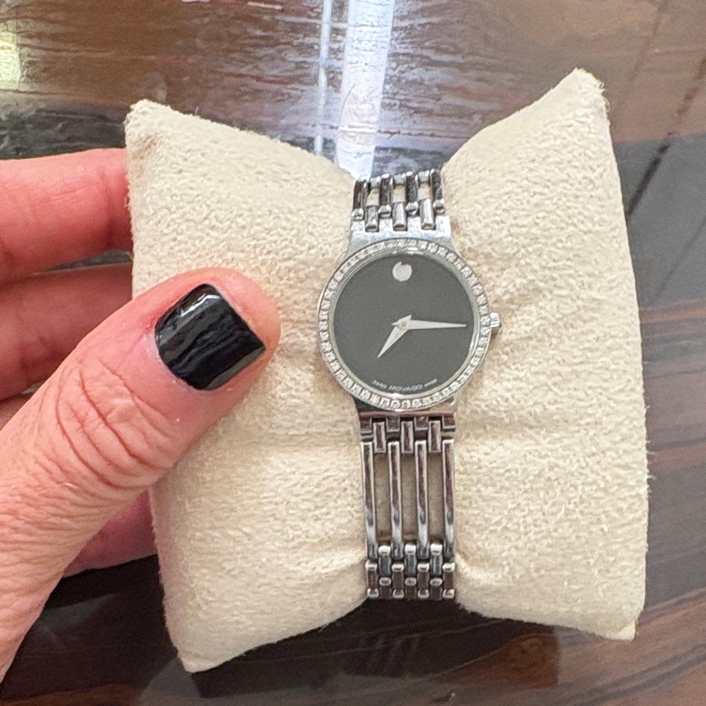 Movado Silver and Black Women's Watch